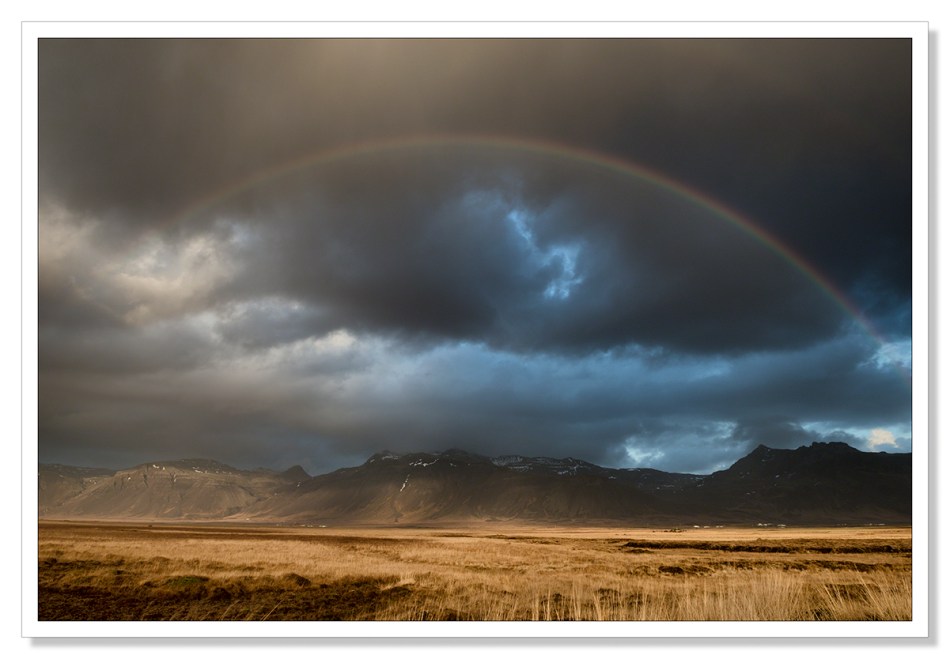Rainbow, Iceland, waiting for the light, Mountains, rain and cloud, sunshine and showers, landscape