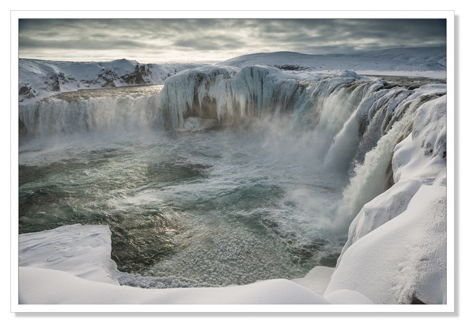 Godafoss frozen in Winter